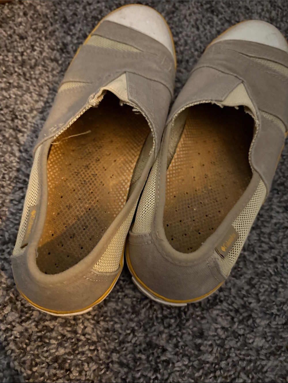 Columbia Casual Gray Slip-On Sneakers with Yellow Trim
